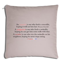 Load image into Gallery viewer, STOP FEEDING THE WOKEDILE - Double-Sided Printing on Throw Pillow Cover 18” x 18” - light taupe
