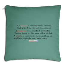 Load image into Gallery viewer, STOP FEEDING THE WOKEDILE - Double-Sided Printing on Throw Pillow Cover 18” x 18” - cypress green
