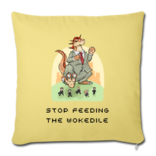 Load image into Gallery viewer, STOP FEEDING THE WOKEDILE - Double-Sided Printing on Throw Pillow Cover 18” x 18” - washed yellow
