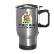 Load image into Gallery viewer, STOP FEEDING THE WOKEDILE - Double-Sided Printing on Travel Mug - silver
