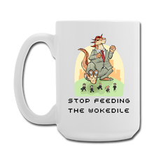 Load image into Gallery viewer, STOP FEEDING THE WOKEDILE - Double-Sided Printing on Coffee/Tea Mug 15 oz - white
