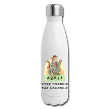 Load image into Gallery viewer, STOP FEEDING THE WOKEDILE! - Double-Sided Printing on Insulated Stainless Steel Water Bottle - white
