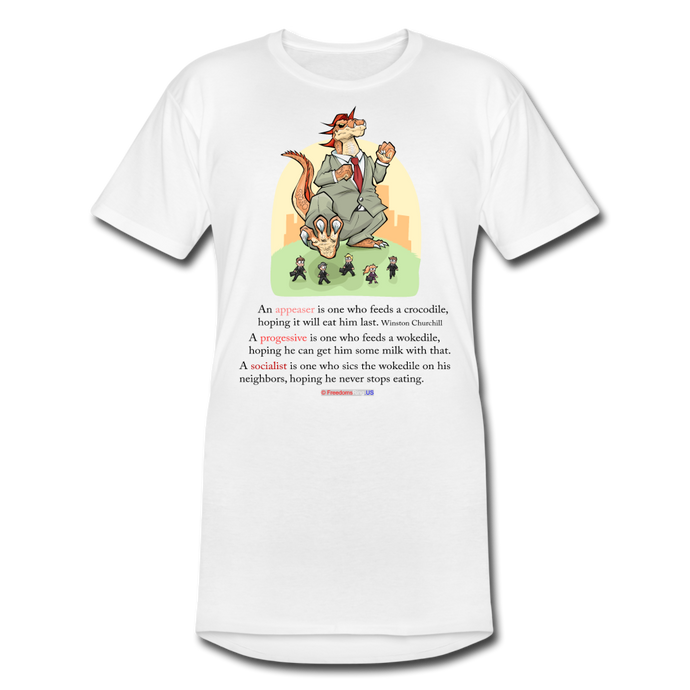 FEEDING THE WOKEDILE - Men’s Long Body Urban Tee - white