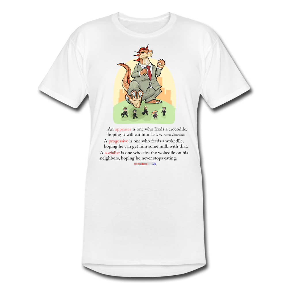 FEEDING THE WOKEDILE - Men’s Long Body Urban Tee - white