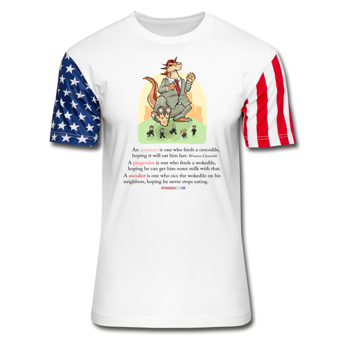 FEEDING THE WOKEDILE - Stars & Stripes T-Shirt - white