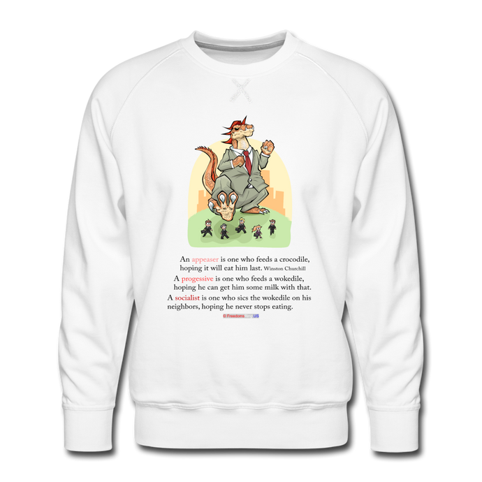 FEEDING THE WOKEDILE (with graphic) - Men’s Premium Sweatshirt - white