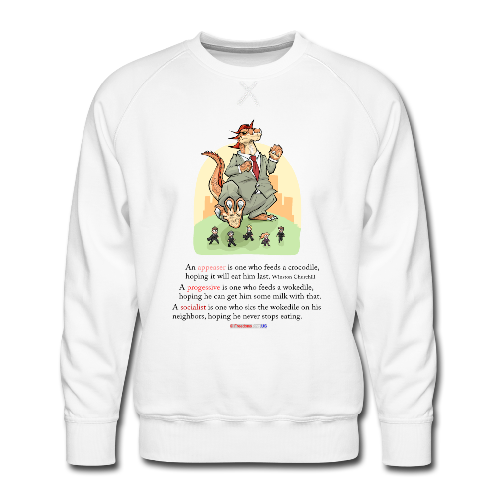 FEEDING THE WOKEDILE (with graphic) - Men’s Premium Sweatshirt - white