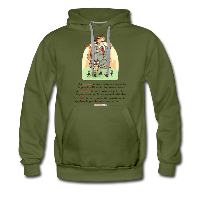 FEEDING THE WOKEDILE (with graphic) - Men’s Premium Hoodie - olive green