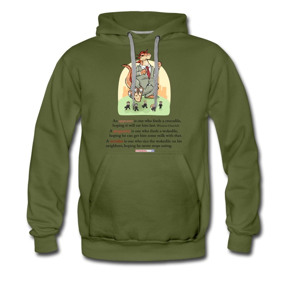 FEEDING THE WOKEDILE (with graphic) - Men’s Premium Hoodie - olive green