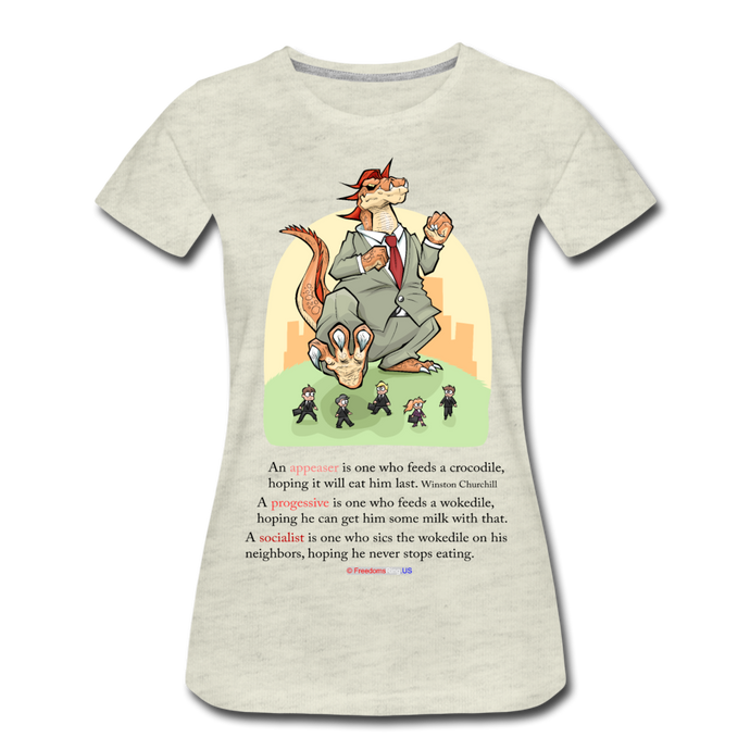 FEEDING THE WOKEDILE (with graphic) - Women’s Premium T-Shirt - heather oatmeal