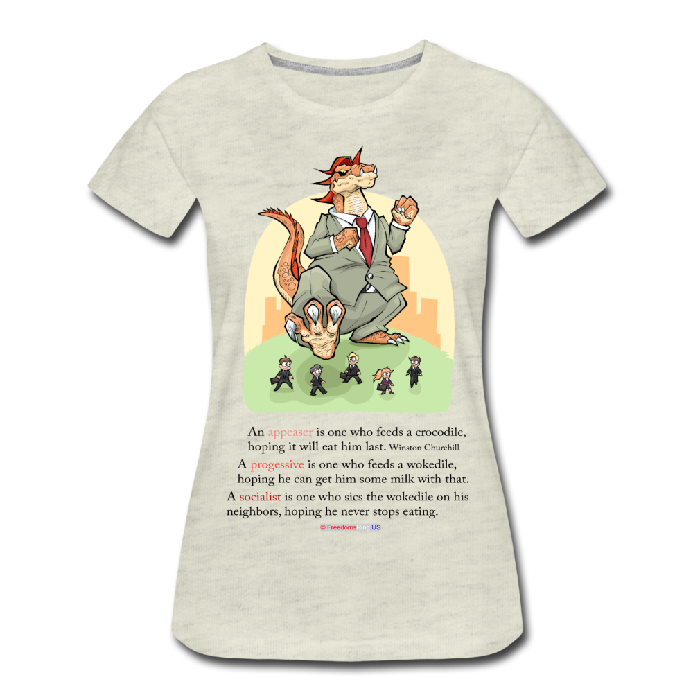 FEEDING THE WOKEDILE (with graphic) - Women’s Premium T-Shirt - heather oatmeal