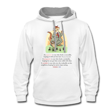 Load image into Gallery viewer, FEEDING THE WOKEDILE (with graphic) - Contrast Hoodie - white/gray
