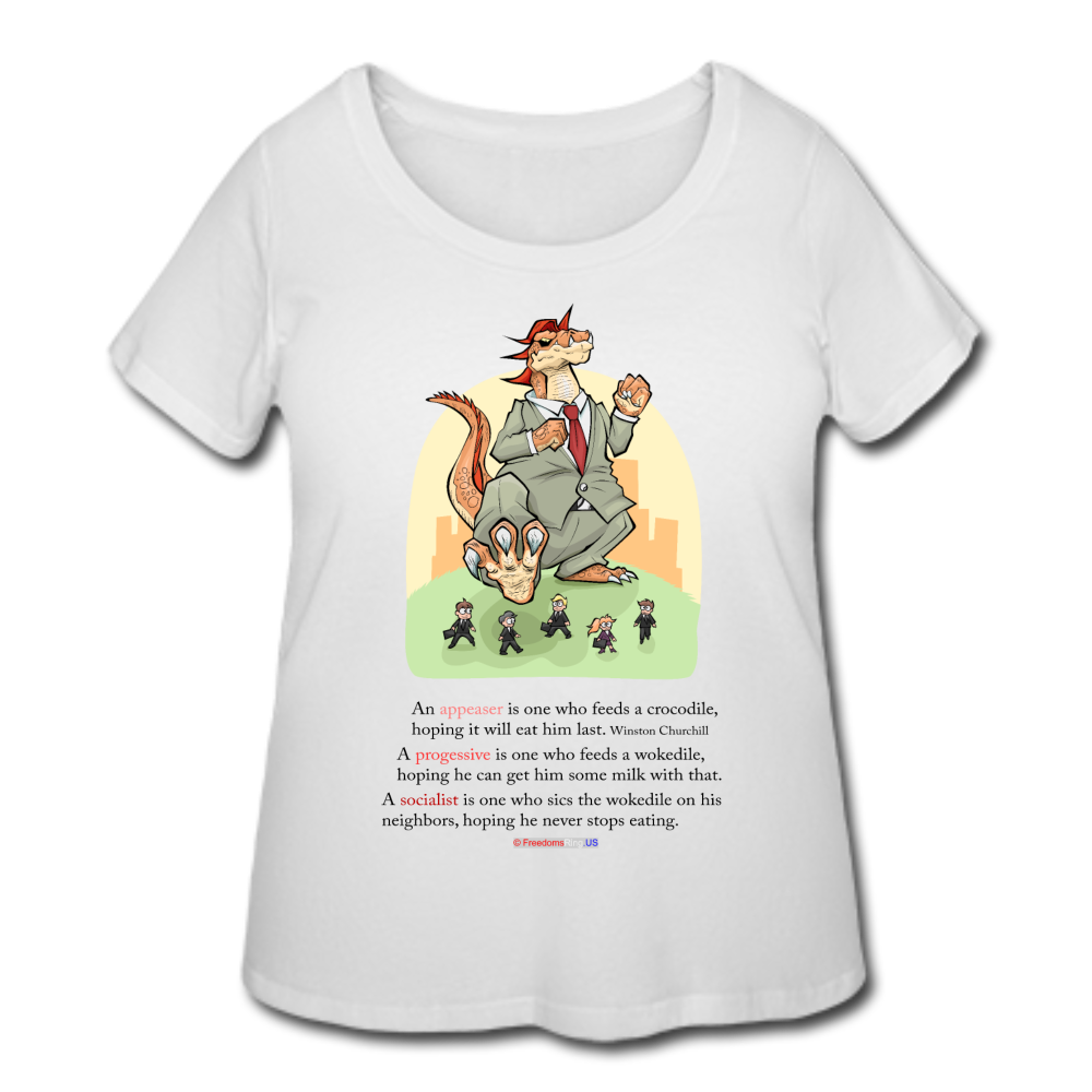 FEEDING THE WOKEDILE (with graphic) - Women’s Curvy T-Shirt - white