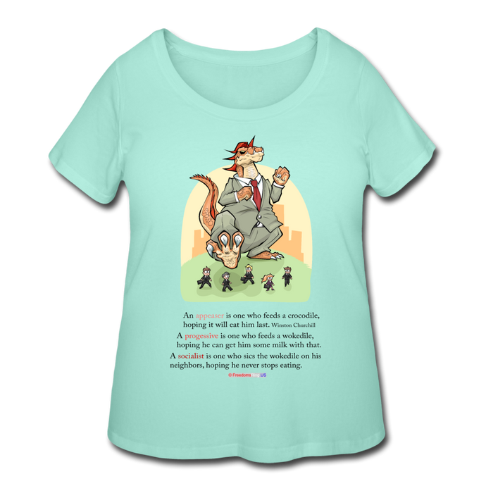 FEEDING THE WOKEDILE (with graphic) - Women’s Curvy T-Shirt - mint