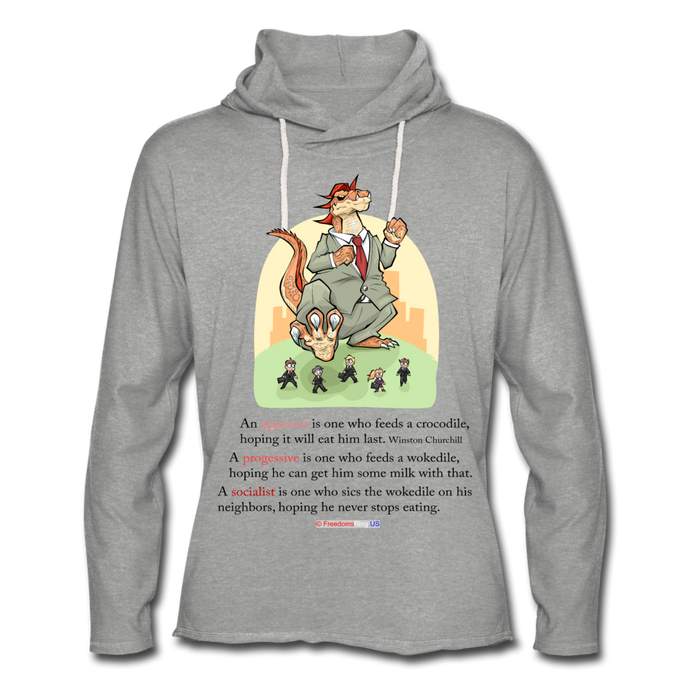 FEEDING THE WOKEDILE (with graphic) - Unisex Lightweight Terry Hoodie - heather gray