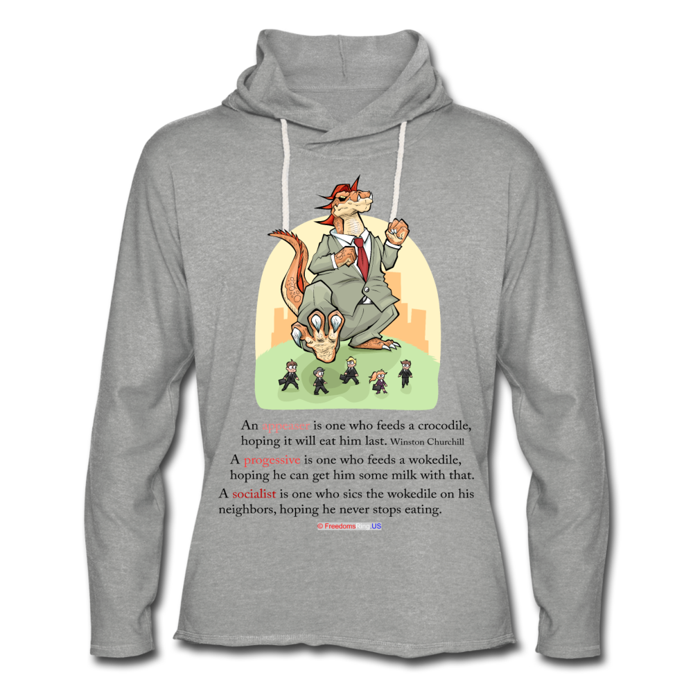 FEEDING THE WOKEDILE (with graphic) - Unisex Lightweight Terry Hoodie - heather gray