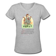 Load image into Gallery viewer, FEEDING THE WOKEDILE (with graphic) - Women&#39;s V-Neck T-Shirt - gray
