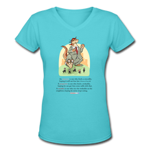 Load image into Gallery viewer, FEEDING THE WOKEDILE (with graphic) - Women&#39;s V-Neck T-Shirt - aqua
