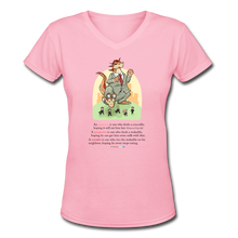 Load image into Gallery viewer, FEEDING THE WOKEDILE (with graphic) - Women&#39;s V-Neck T-Shirt - pink
