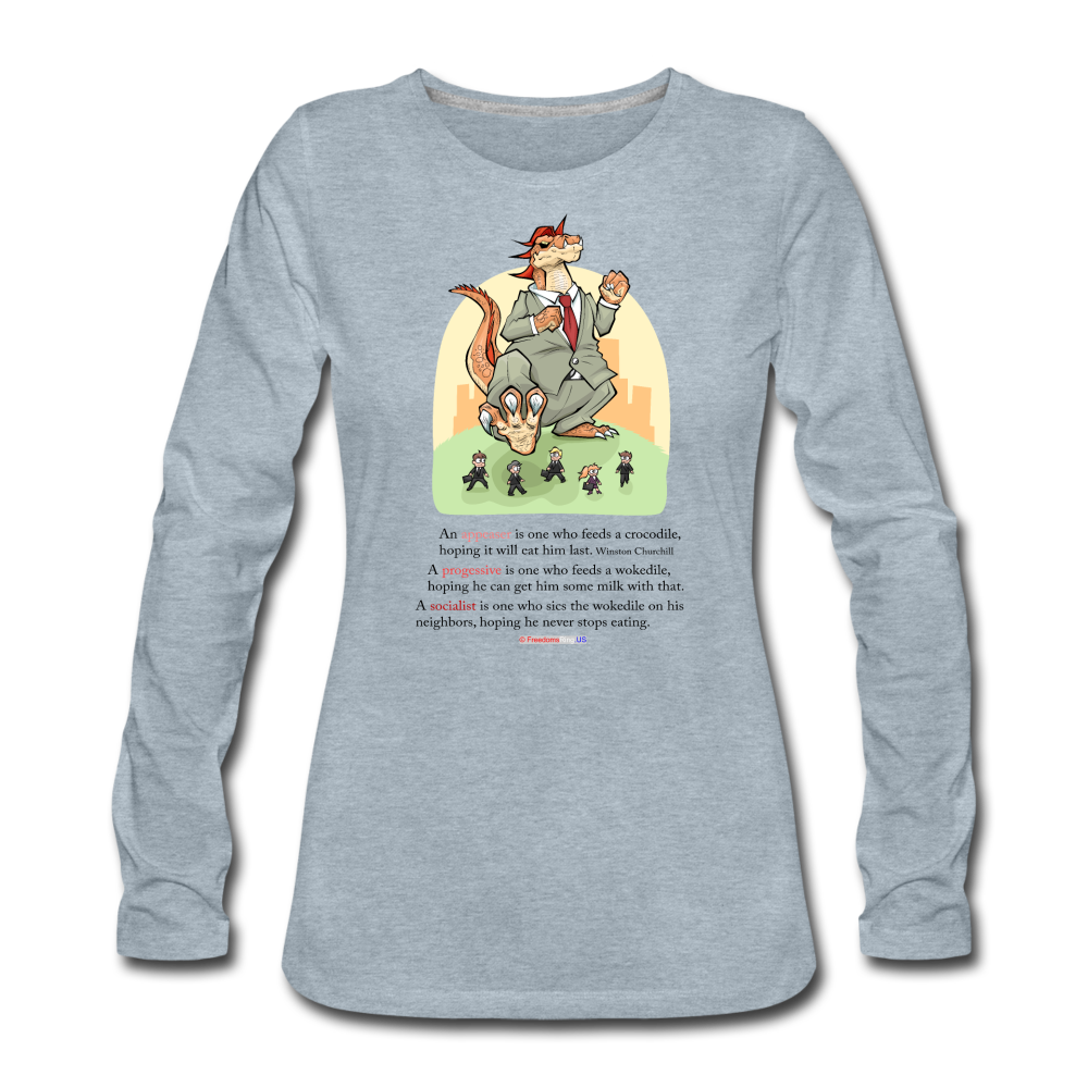 FEEDING THE WOKEDILE (with graphic) - Women's Premium Long Sleeve T-Shirt - heather ice blue