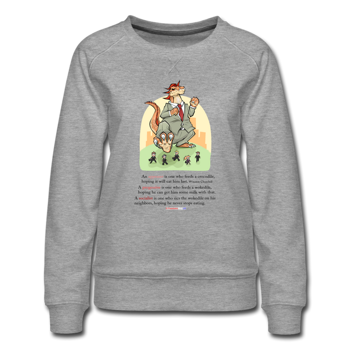 FEEDING THE WOKEDILE (with graphic) - Women’s Premium Sweatshirt - heather gray