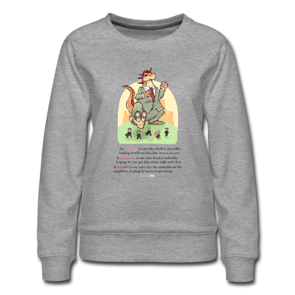 FEEDING THE WOKEDILE (with graphic) - Women’s Premium Sweatshirt - heather gray