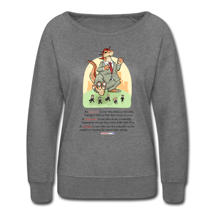 FEEDING THE WOKEDILE (with graphic) - Women’s Crewneck Sweatshirt - heather gray