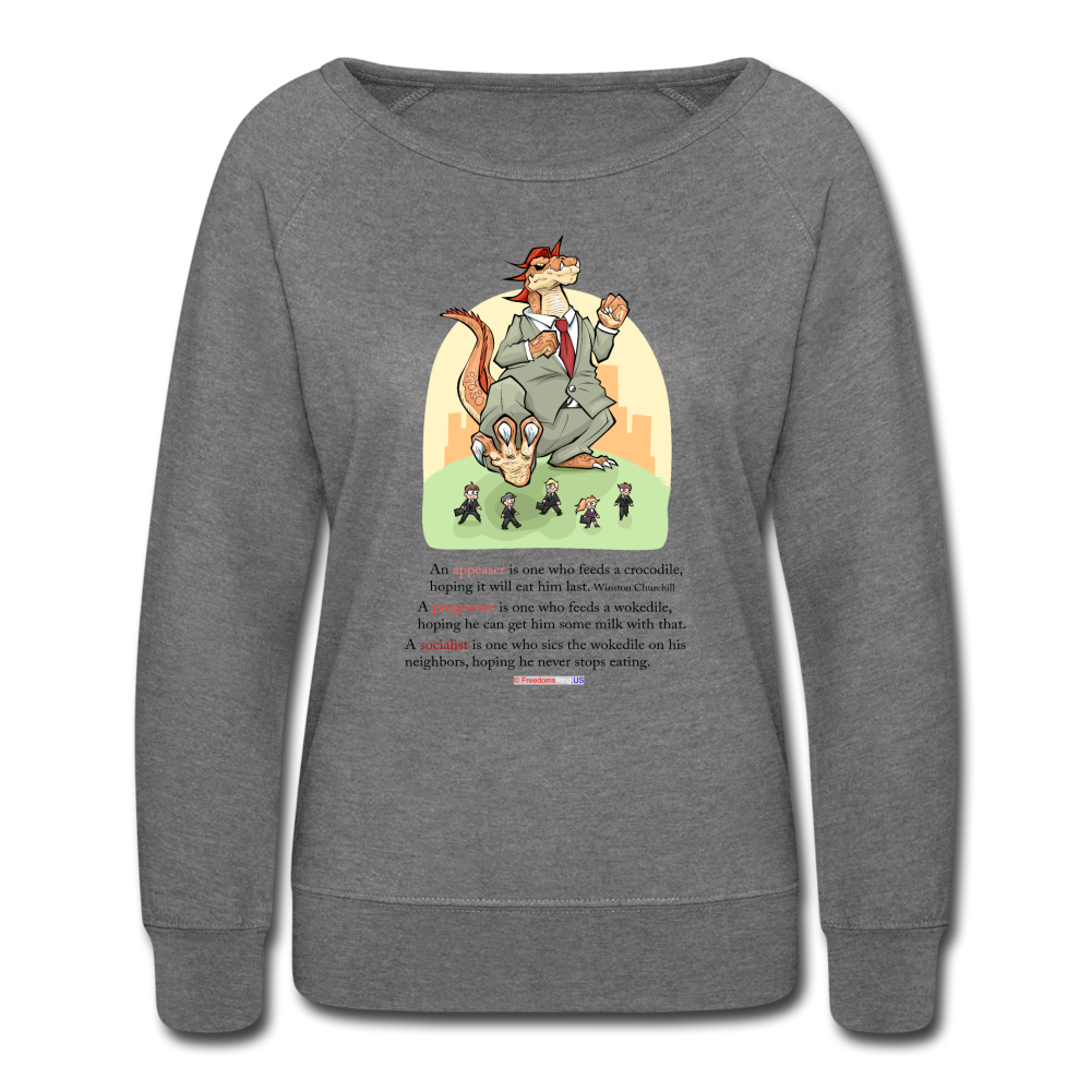 FEEDING THE WOKEDILE (with graphic) - Women’s Crewneck Sweatshirt - heather gray