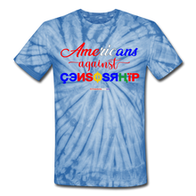 Load image into Gallery viewer, AMERICANS AGAINST CENSORSHIP - Unisex Tie Dye T-Shirt - spider baby blue
