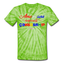 Load image into Gallery viewer, AMERICANS AGAINST CENSORSHIP - Unisex Tie Dye T-Shirt - spider lime green
