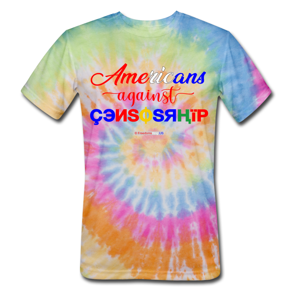 AMERICANS AGAINST CENSORSHIP - Unisex Tie Dye T-Shirt - rainbow