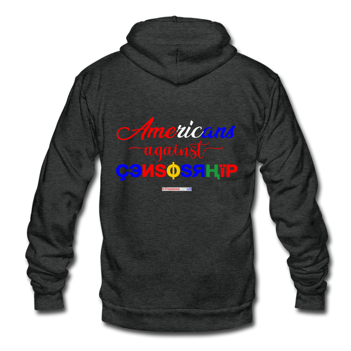 AMERICANS AGAINST CENSORSHIP - Unisex Fleece Zip Hoodie - charcoal gray