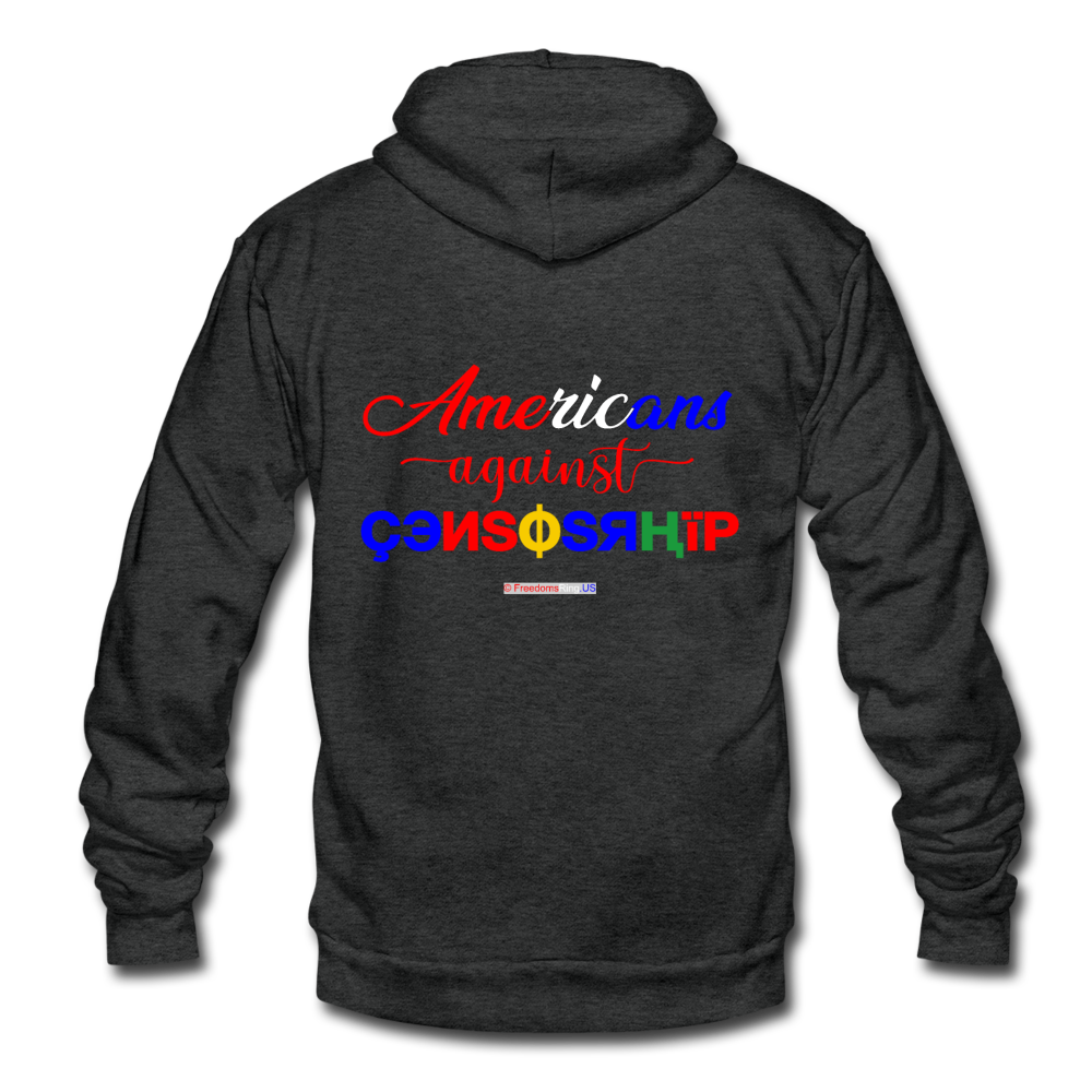 AMERICANS AGAINST CENSORSHIP - Unisex Fleece Zip Hoodie - charcoal gray