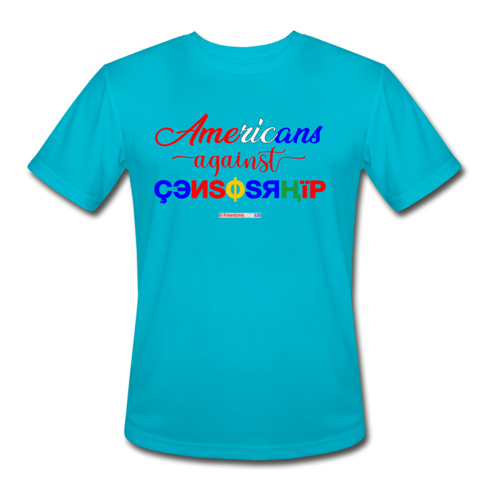 AMERICANS AGAINST CENSORSHIP - Men’s Moisture Wicking Performance T-Shirt - turquoise