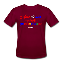 Load image into Gallery viewer, AMERICANS AGAINST CENSORSHIP - Men’s Moisture Wicking Performance T-Shirt - burgundy
