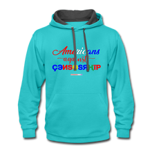 Load image into Gallery viewer, AMERICANS AGAINST CENSORSHIP - Contrast Hoodie - scuba blue/asphalt
