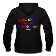 Load image into Gallery viewer, AMERICANS AGAINST CENSORSHIP - Gildan Heavy Blend Women&#39;s Zip Hoodie - black
