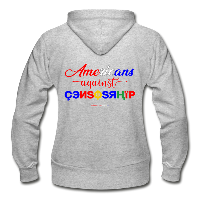 AMERICANS AGAINST CENSORSHIP - Gildan Heavy Blend Women's Zip Hoodie - heather gray