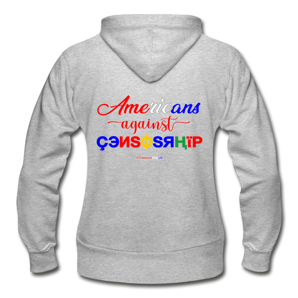 AMERICANS AGAINST CENSORSHIP - Gildan Heavy Blend Women's Zip Hoodie - heather gray