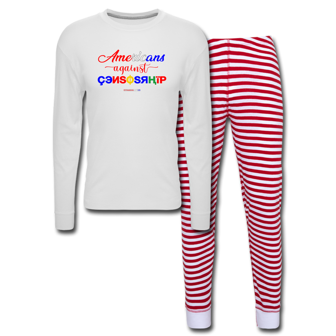 AMERICANS AGAINST CENSORSHIP - Unisex Pajama Set - white/red stripe