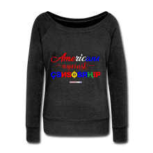 Load image into Gallery viewer, AMERICANS AGAINST CENSORSHIP - Women&#39;s Wideneck Sweatshirt - heather black
