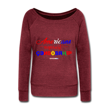 Load image into Gallery viewer, AMERICANS AGAINST CENSORSHIP - Women&#39;s Wideneck Sweatshirt - cardinal triblend
