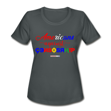 Load image into Gallery viewer, AMERICANS AGAINST CENSORSHIP - Women&#39;s Moisture Wicking Performance T-Shirt - charcoal
