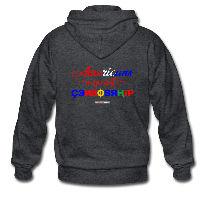 AMERICANS AGAINST CENSORSHIP - Gildan Heavy Blend Adult Zip Hoodie - deep heather