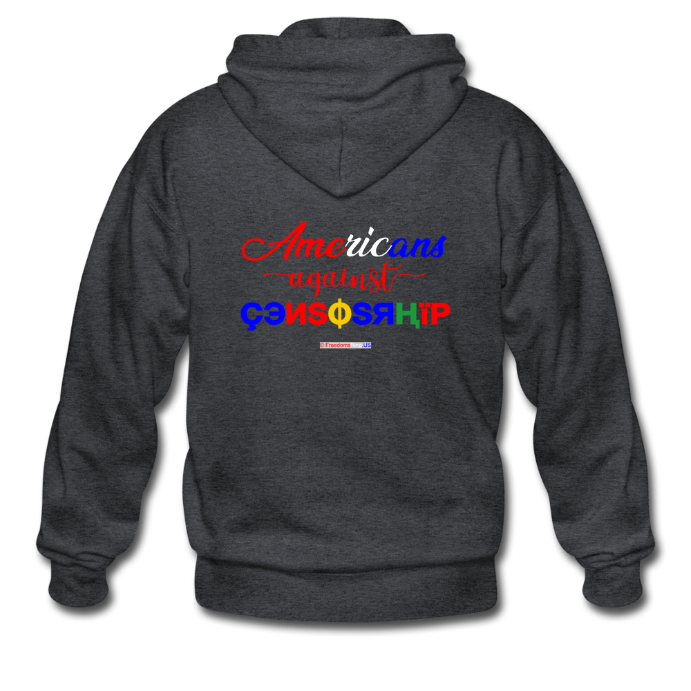 AMERICANS AGAINST CENSORSHIP - Gildan Heavy Blend Adult Zip Hoodie - deep heather