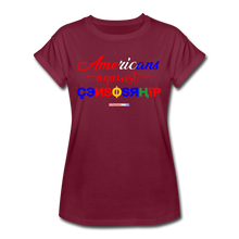 Load image into Gallery viewer, AMERICANS AGAINST CENSORSHIP - Women&#39;s Relaxed Fit T-Shirt - burgundy
