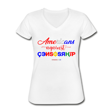 Load image into Gallery viewer, AMERICANS AGAINST CENSORSHIP - Women&#39;s V-Neck T-Shirt - white
