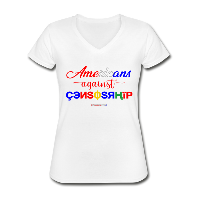 AMERICANS AGAINST CENSORSHIP - Women's V-Neck T-Shirt - white