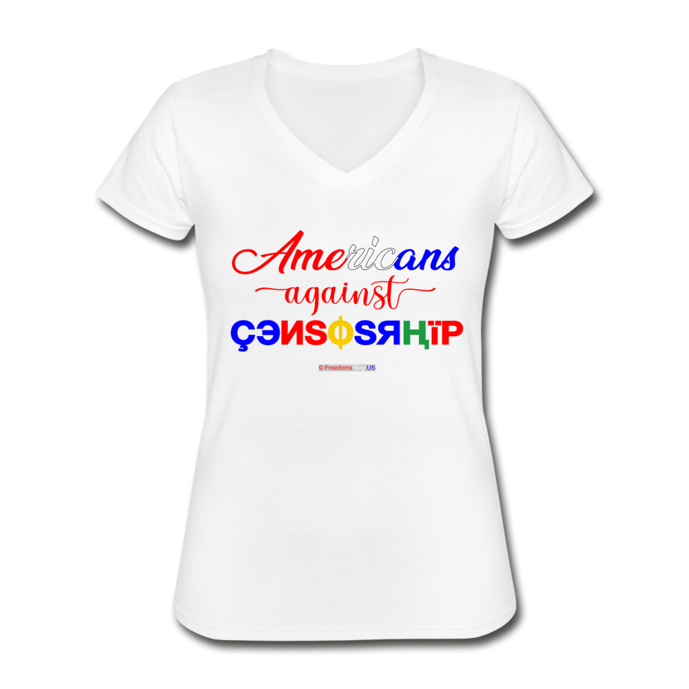 AMERICANS AGAINST CENSORSHIP - Women's V-Neck T-Shirt - white