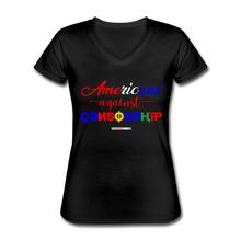 Load image into Gallery viewer, AMERICANS AGAINST CENSORSHIP - Women&#39;s V-Neck T-Shirt - black
